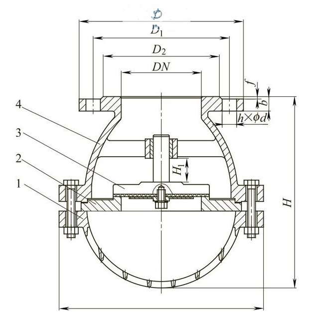 不銹鋼底閥結構示意圖 不銹鋼底閥結構示意圖
